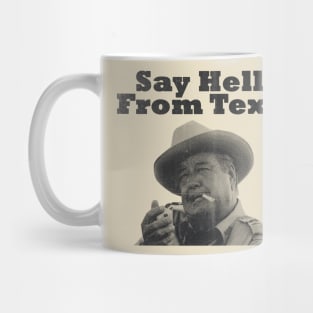 retro say hello from texas Mug